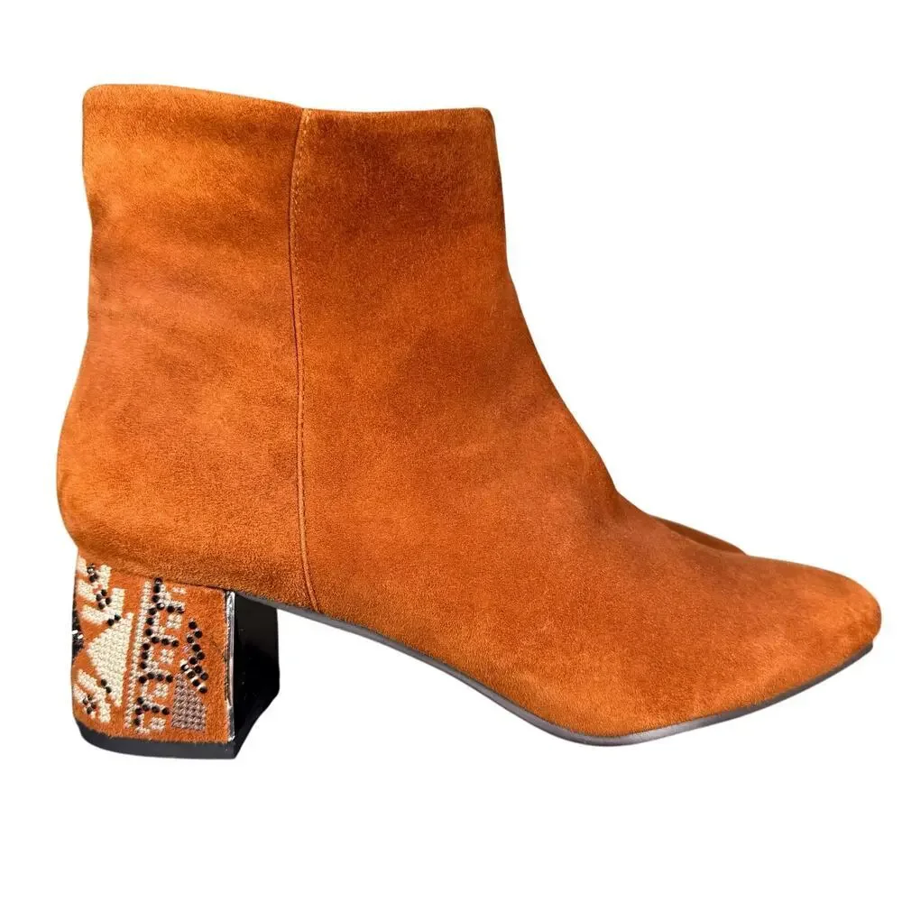Azura Pizzazz Rust Suede Booties‎ With Heel Women’s Size 38 / 7.5 US